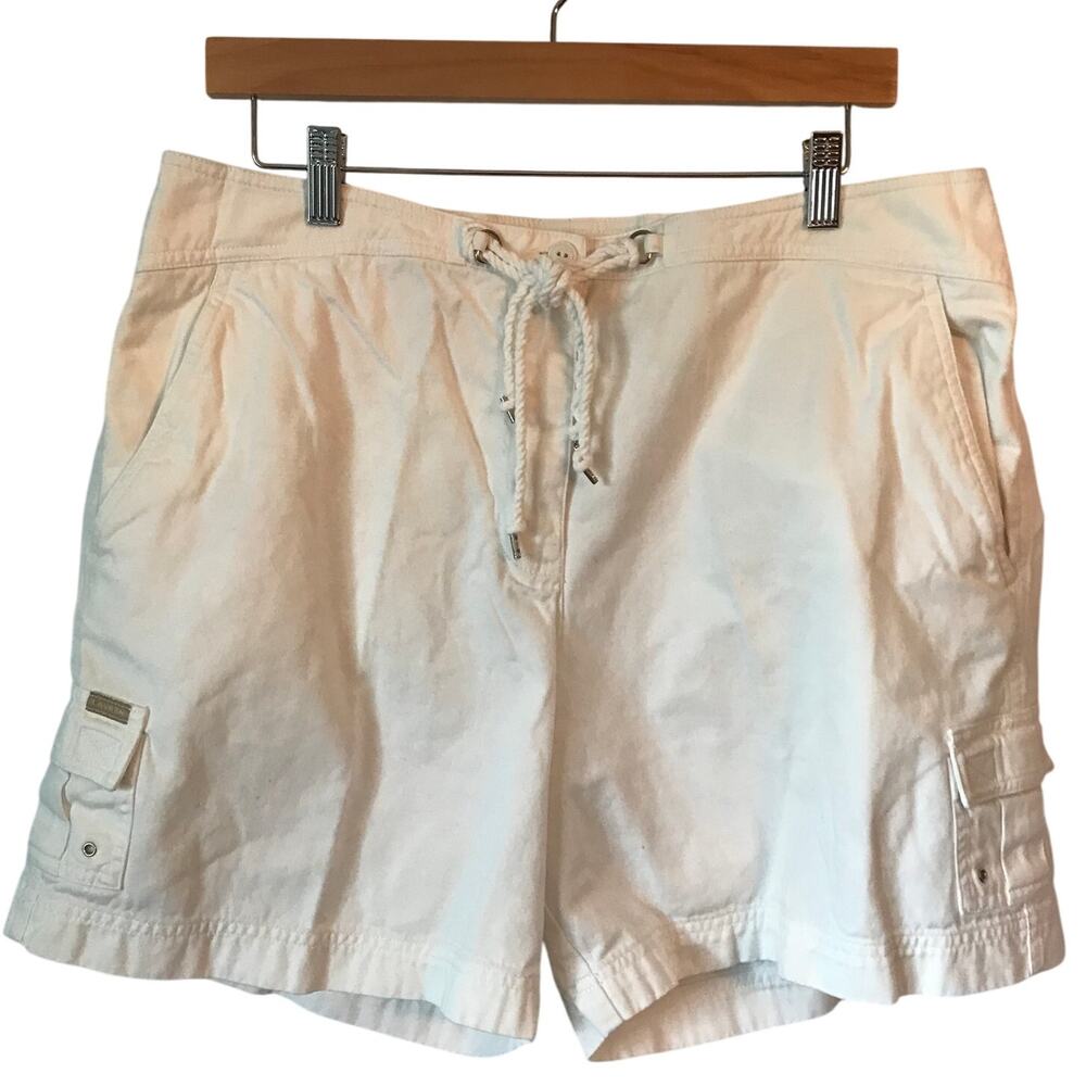 Ralph Lauren Shorts Size 16 Womens White Green Label Zip Rope Tie Zip Closure